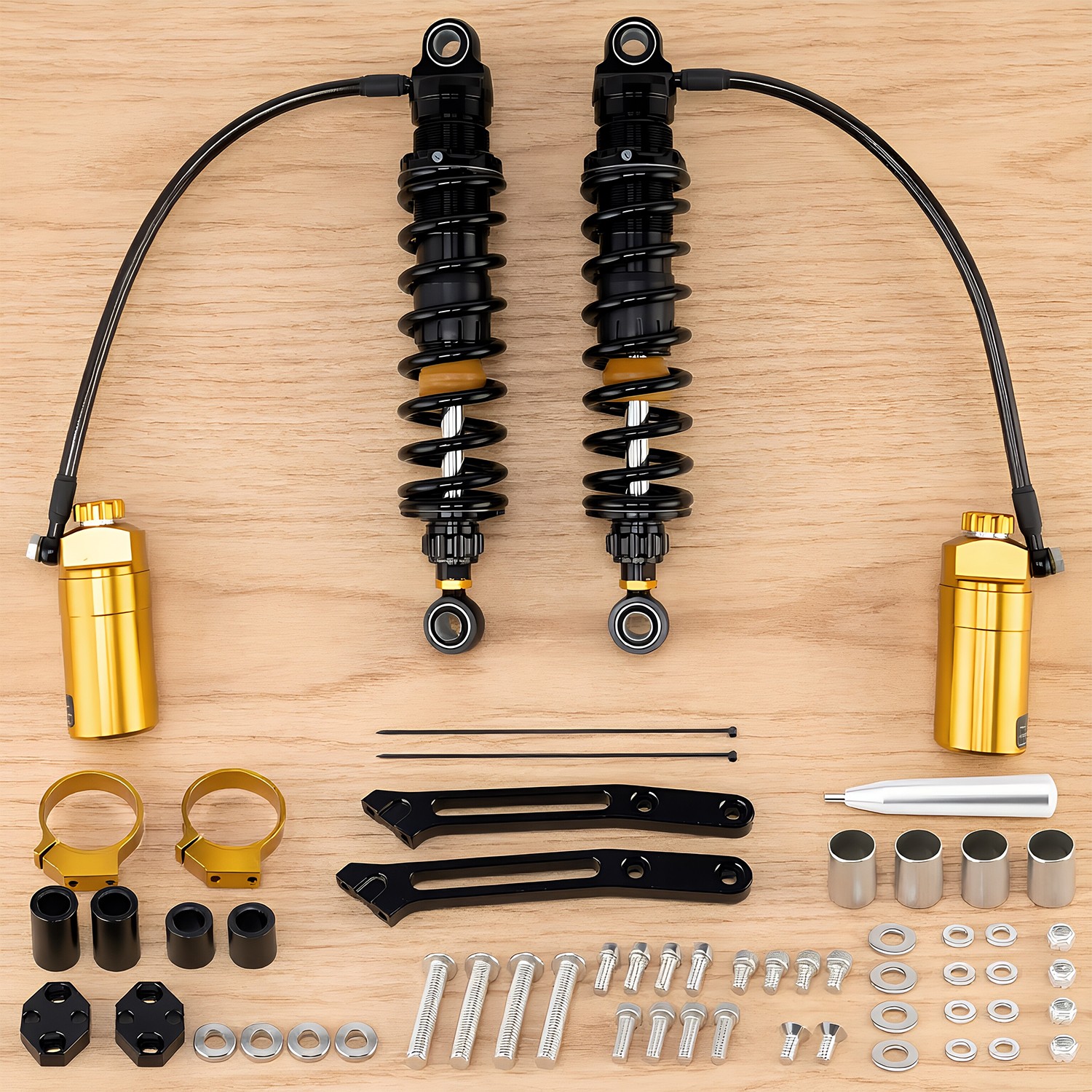 L&R Remote Reservoir Rear Suspensions Shocks For Harley Road Street Glide 14-23