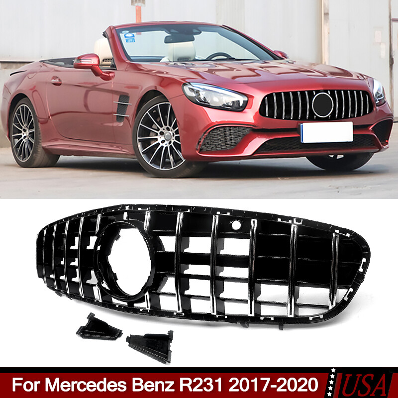 GT Front Grille Grill Chorme+Black Fit Mercedes Benz R231 SL500 SL550 2017-2020 GT Front Grille Grill Chorme+Black Fit Mercedes Benz R231 SL500 SL550 2017-2020