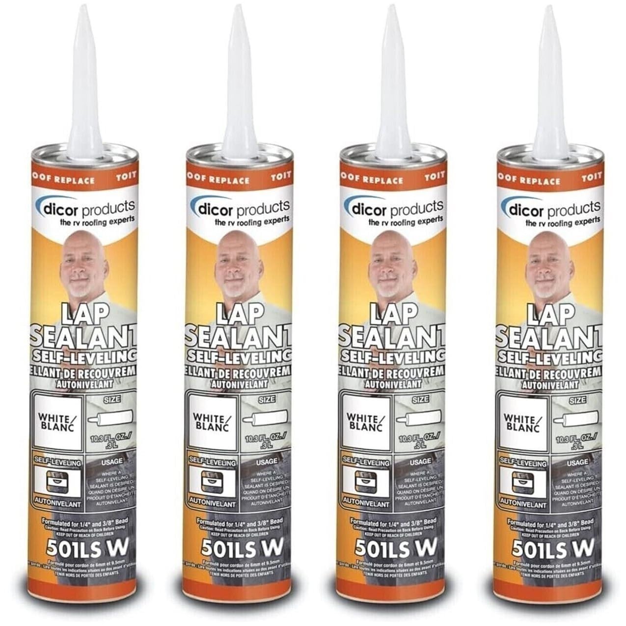 Dicor 501LSW-1 Self-Leveling Lap Sealant 10.3 Oz White RV Roof 4 Pack Dicor 501LSW-1 Self-Leveling Lap Sealant 10.3 Oz White RV Roof 4 Pack
