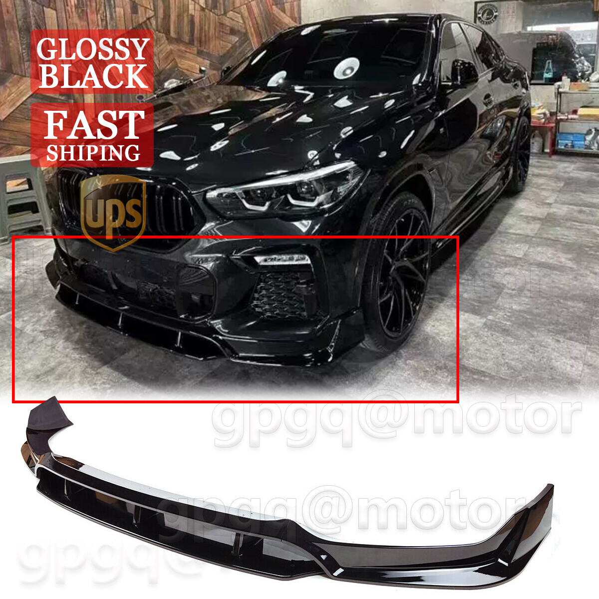 For BMW G06 X6 M Sport 2020-2023 GT Style Glossy Black Front Bumper Lip Splitter