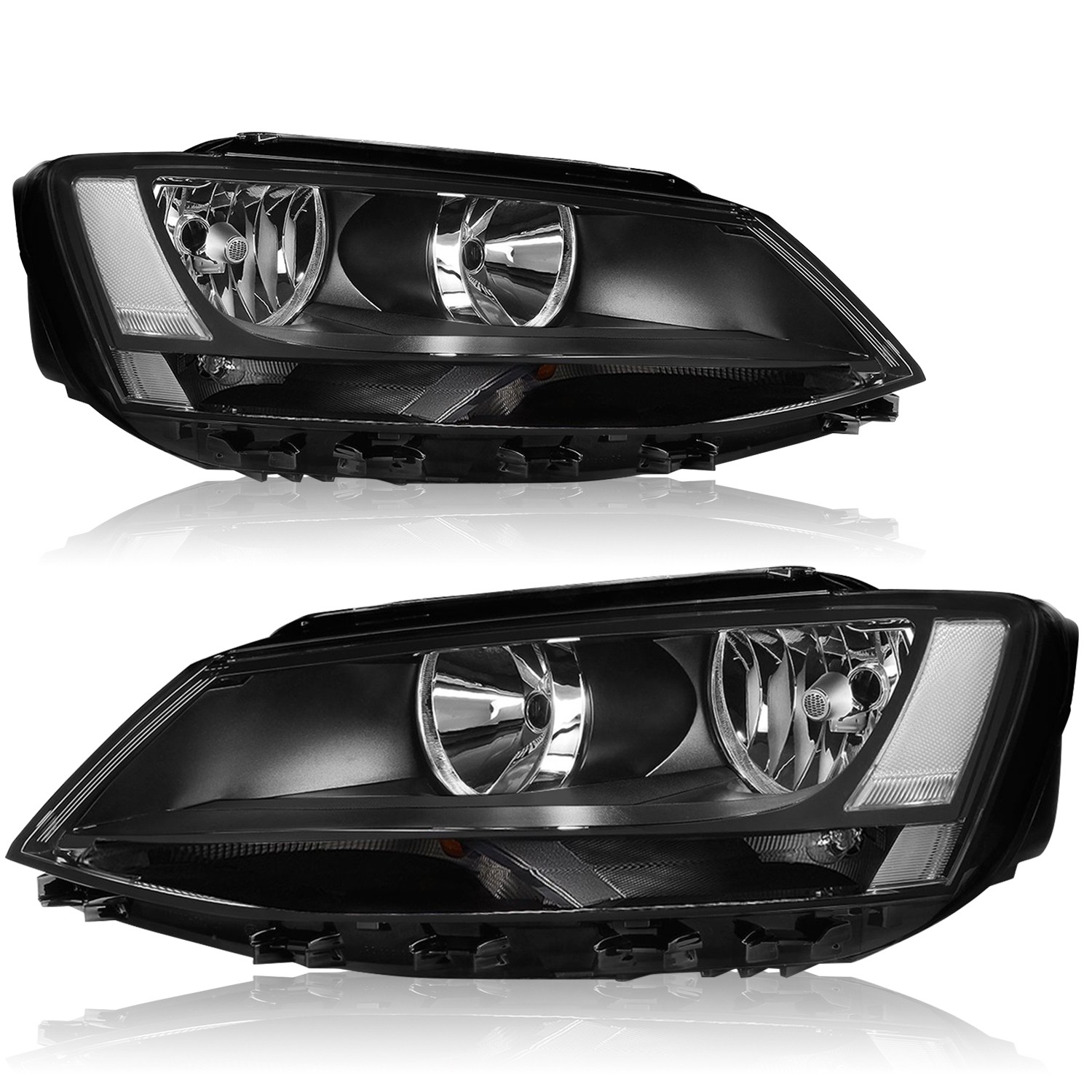 For 2011-2018 Volkswagen Jetta Driver and Passenger Black Headlights Pair 11-18 For 2011-2018 Volkswagen Jetta Driver and Passenger Black Headlights Pair 11-18