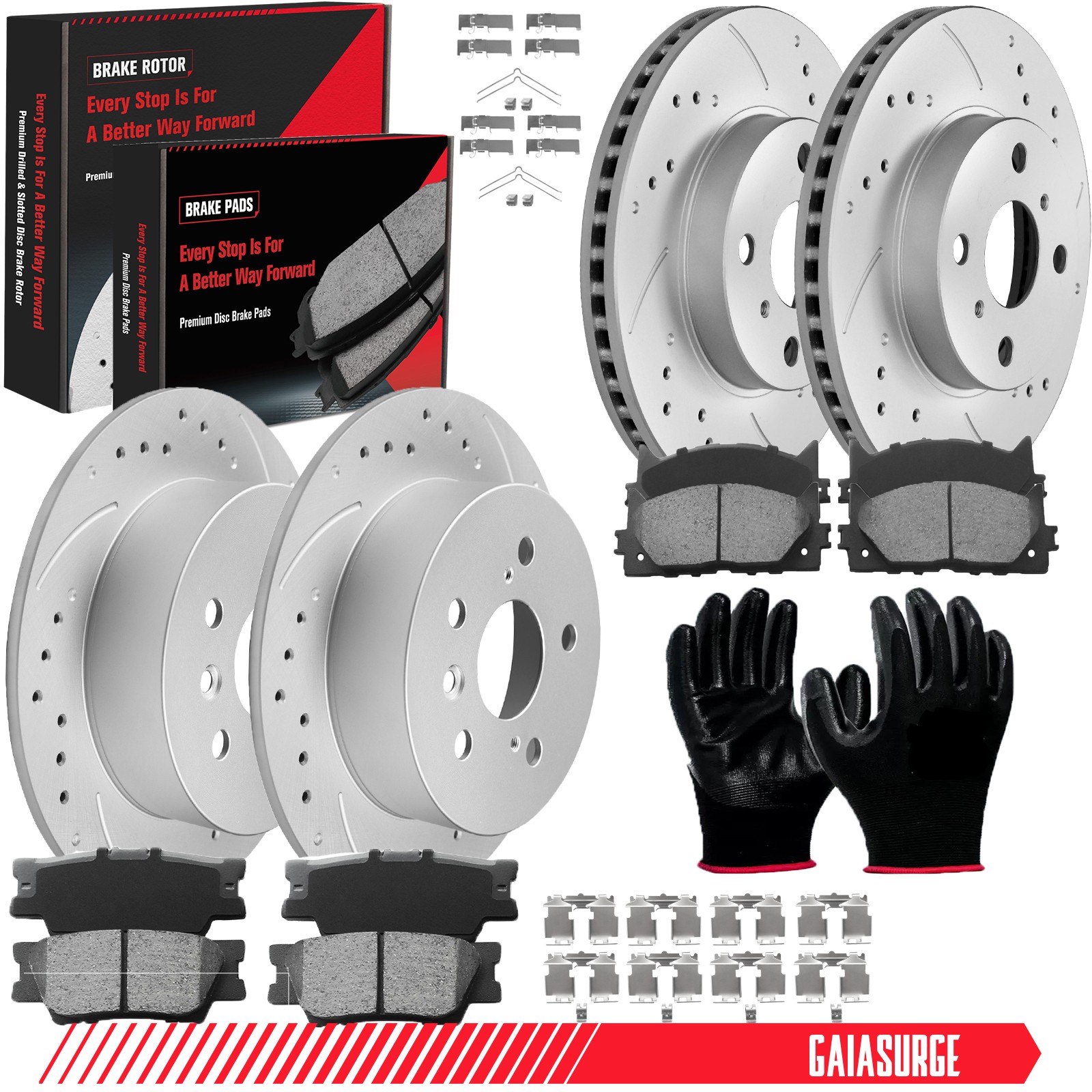 Front Rear Drilled Rotors + Ceramic Pads for Toyota Camry Avalon ES350 ES300h