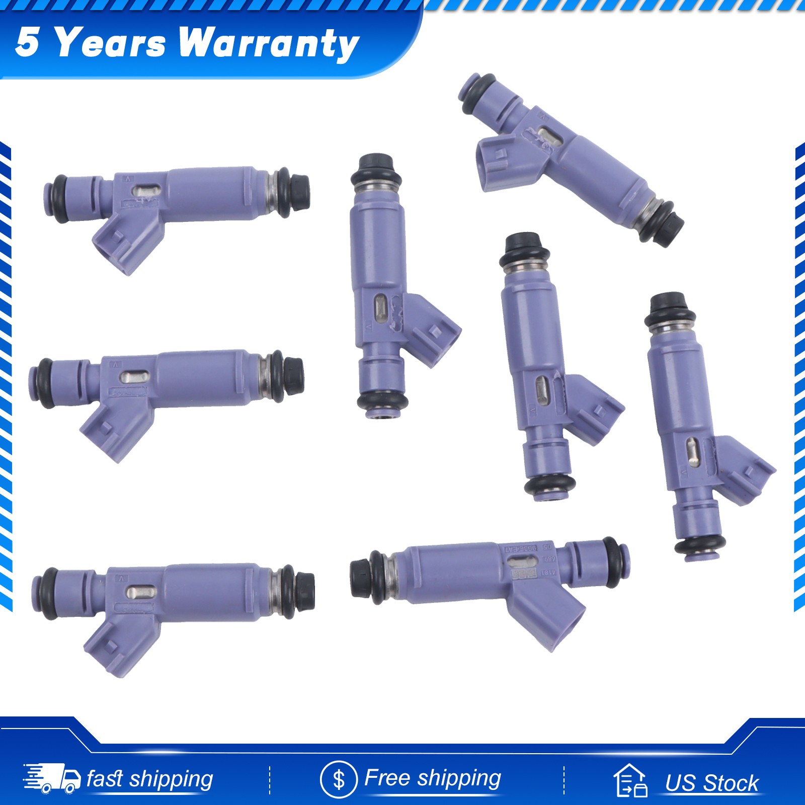 8PCS M-9593-LU24A 9L3E-E7A Fuel Injectors For 2005-2010 Ford Mustang GT 4.6L V8