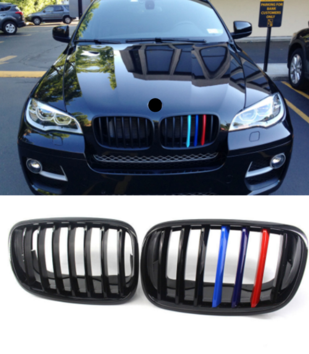 M-Color Grille For 2007-2013 BMW X5 X6 Gloss Black Front Kidney Grille E70 E71