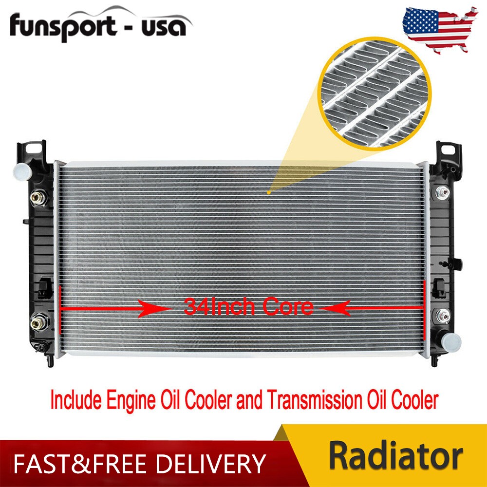 2370 34\'\' Radiator for For Chevy Silverado 1500 2500 Suburban Tahoe 4.8 5.3 6.0L