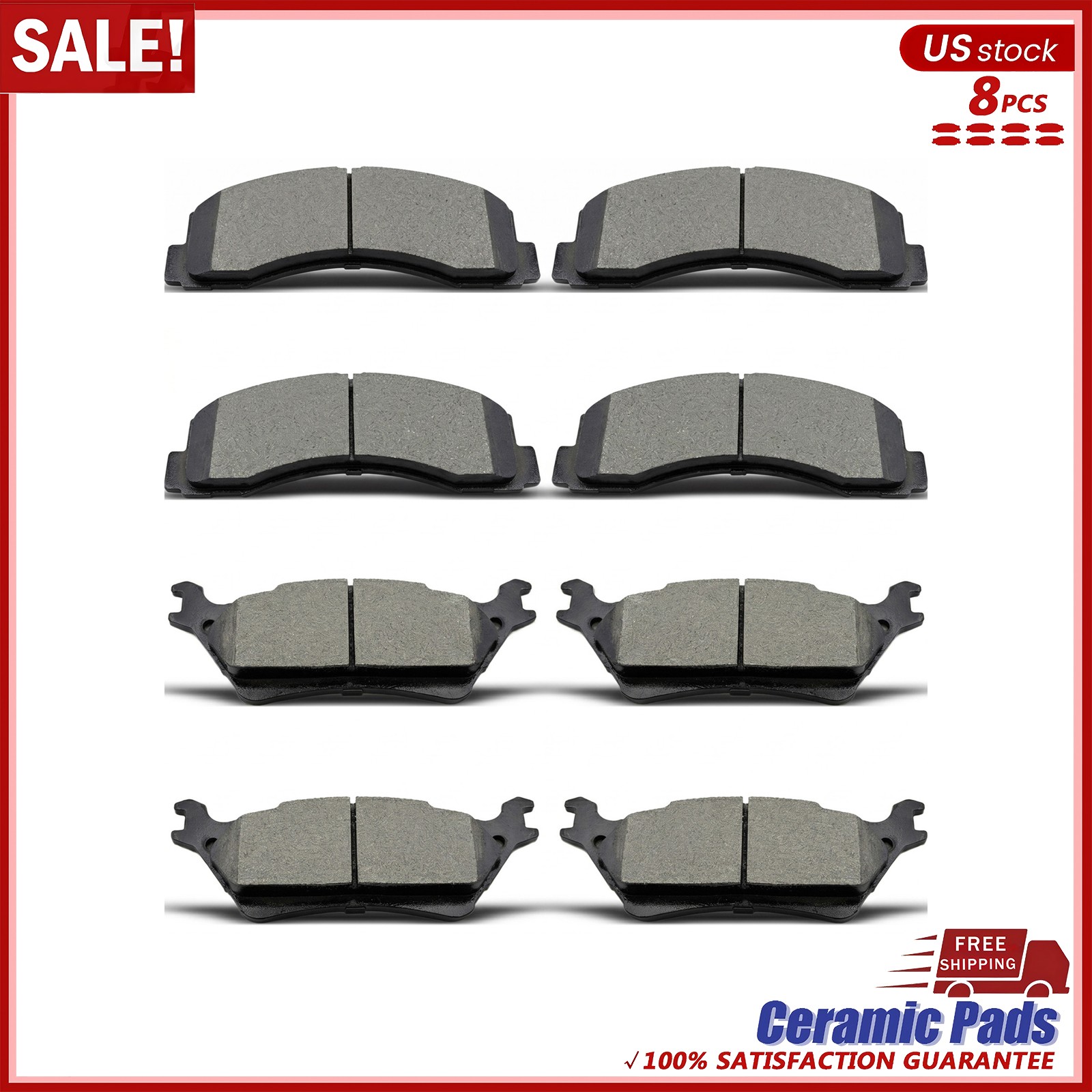 Front and Rear Premium Ceramic Brake Pads Set Fit For 2012-2020 Ford F-150