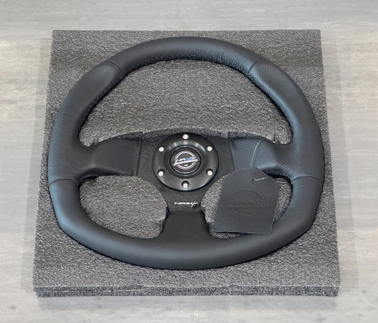 SALE NRG Innovations RST-009R Flat Bottom Black Leather Steering Wheel