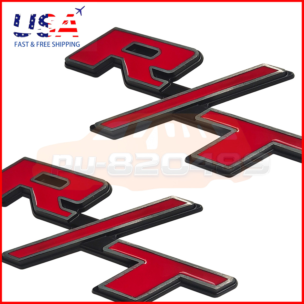 2pcs For Fender RT Emblem Rear Tailgate R/T Badge Replacement Black Red Chrome 2pcs For Fender RT Emblem Rear Tailgate R/T Badge Replacement Black Red Chrome