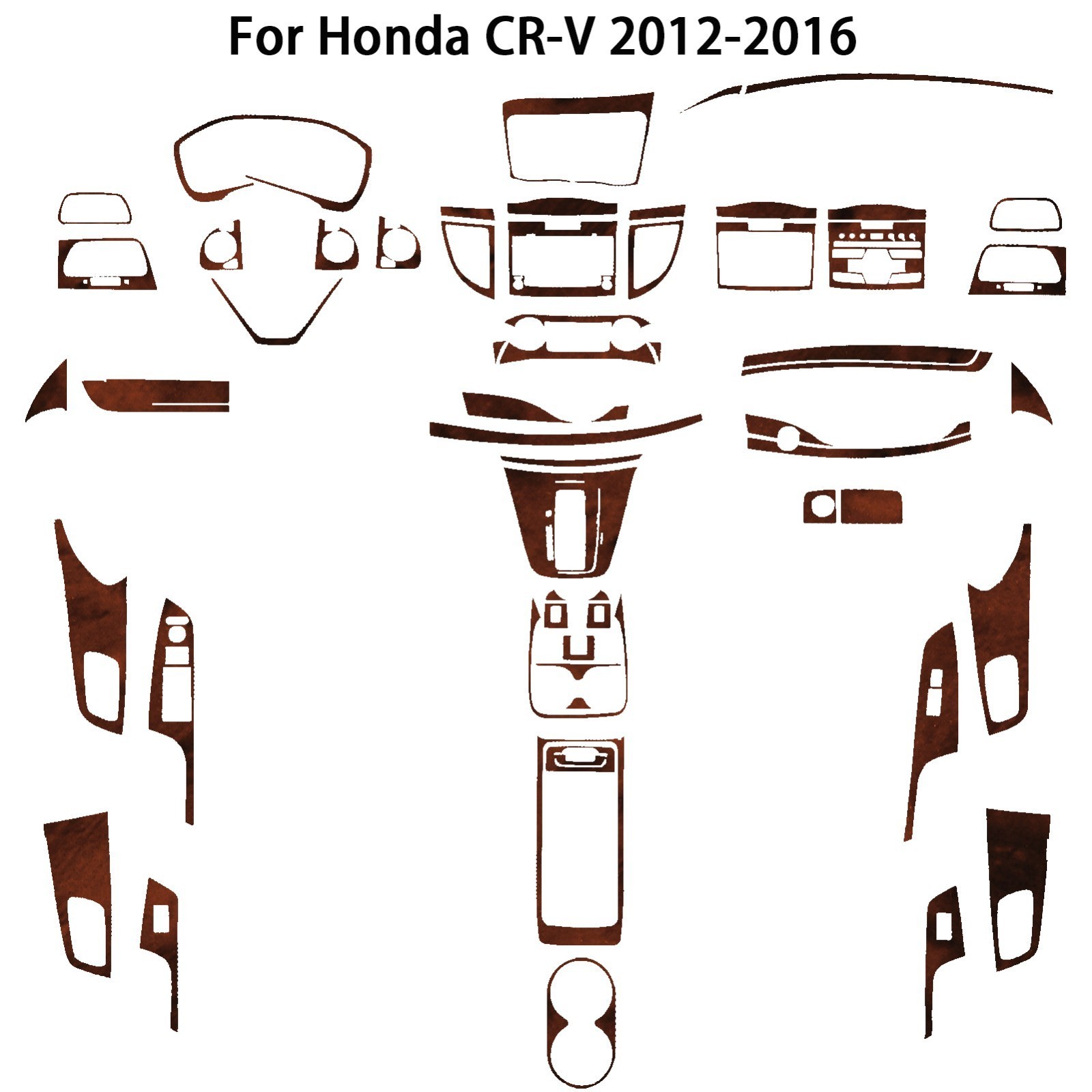 60Pcs Fits Honda CR-V/CRV full interior kit in wood grain brown 2012-2016