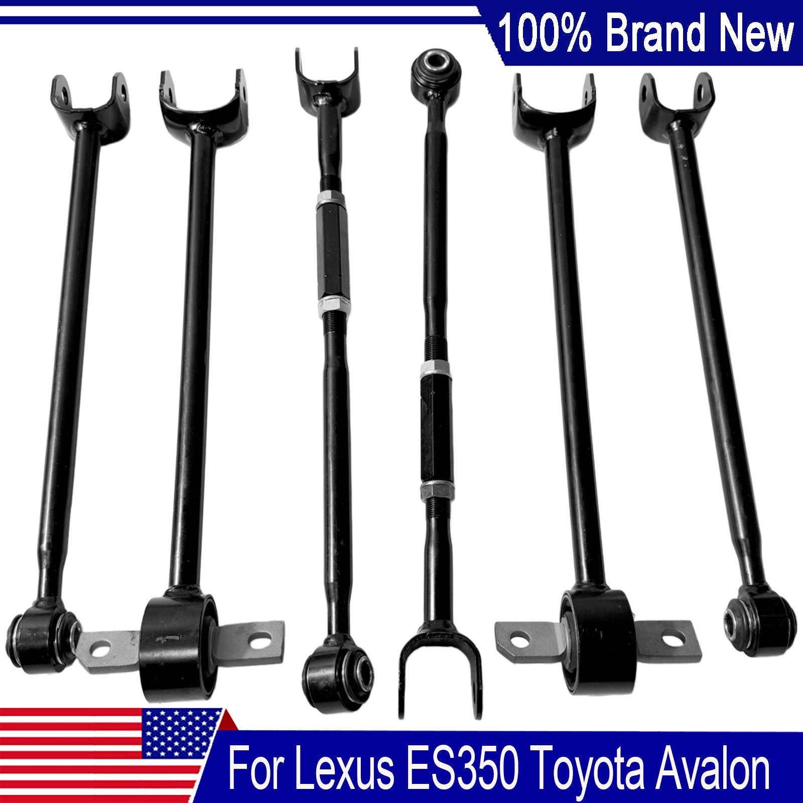 6Pcs Rear Suspension Control Arms W/Bushings Kit For Lexus Toyota Avalon Camry