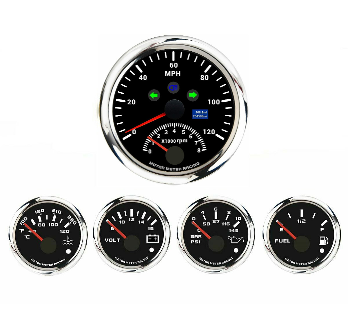 W PRO 5 Gauge Set 85mm GPS Speedometer Tachometer 120 MPH Turn Signal High Beam W PRO 5 Gauge Set 85mm GPS Speedometer Tachometer 120 MPH Turn Signal High Beam