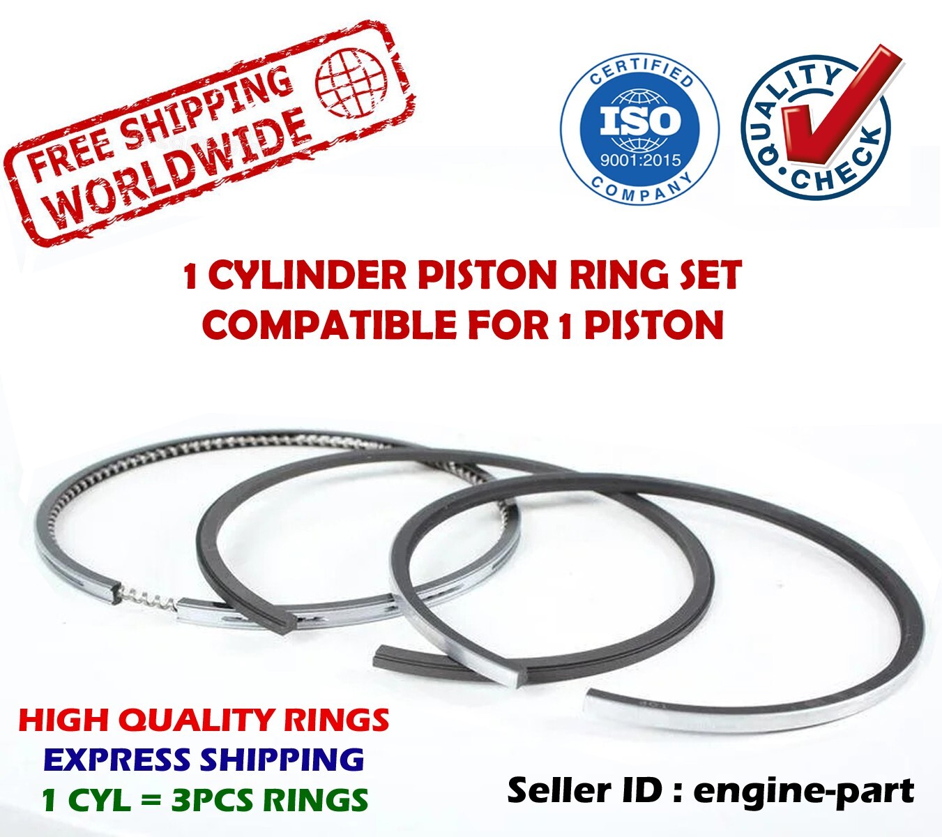 fit Piston Rings set 2Cyl 71.60mm STD Daihatsu AB10 AB20 AB30 547cc 13011-87714