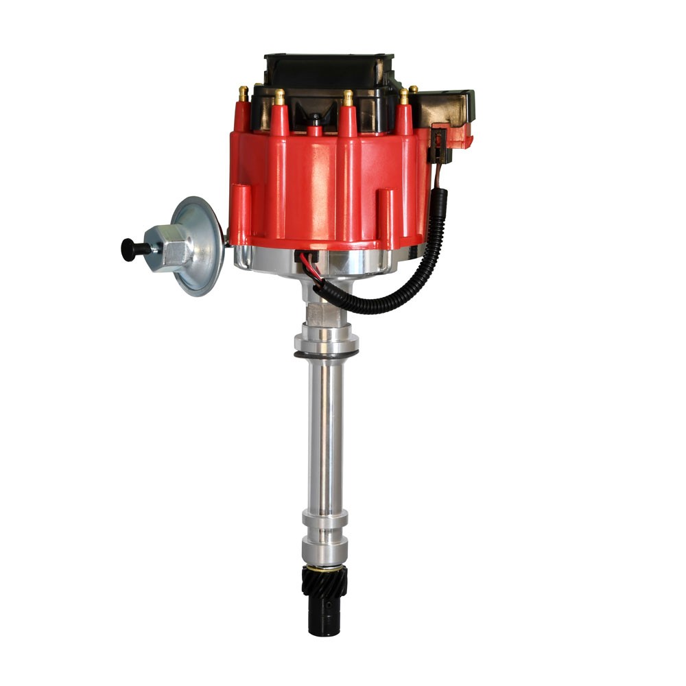 Pertronix Distributor D1061; Flame-Thrower HEI, Vac Adv, Red/Black for SBC, BBC