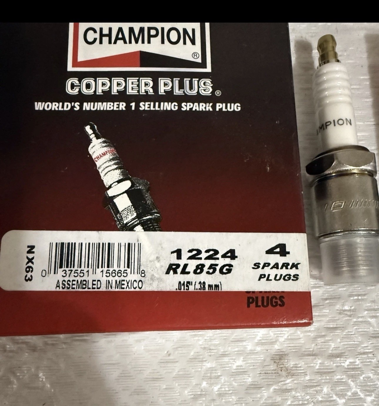 Pack of 4) Champion 1224 Industrial Copper Plus Spark Plugs RL85G 2N-0553 .38mm