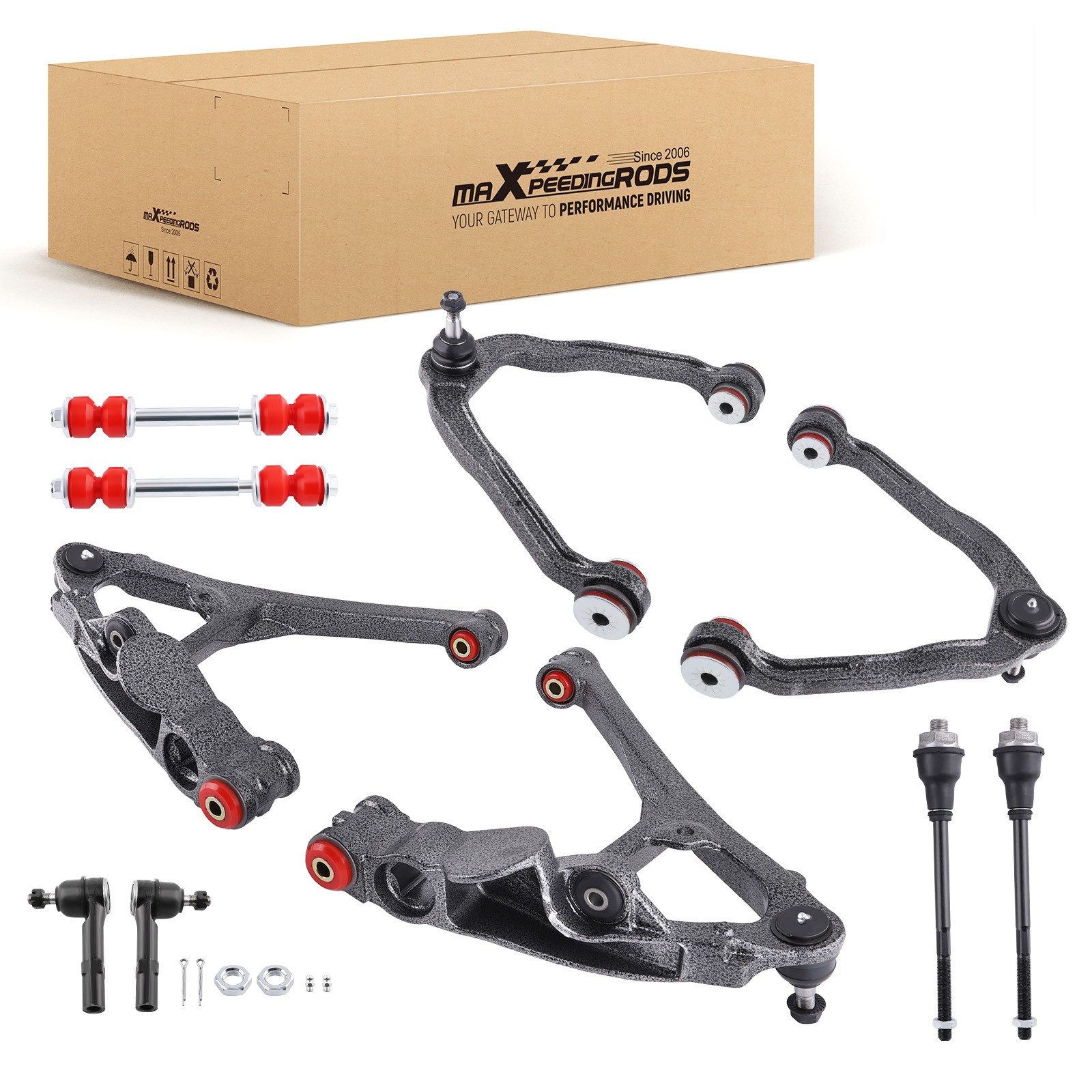 10pc Front Upper Lower Control Arms Kit for 1999-2006 Chevy Silverado 1500 4WD