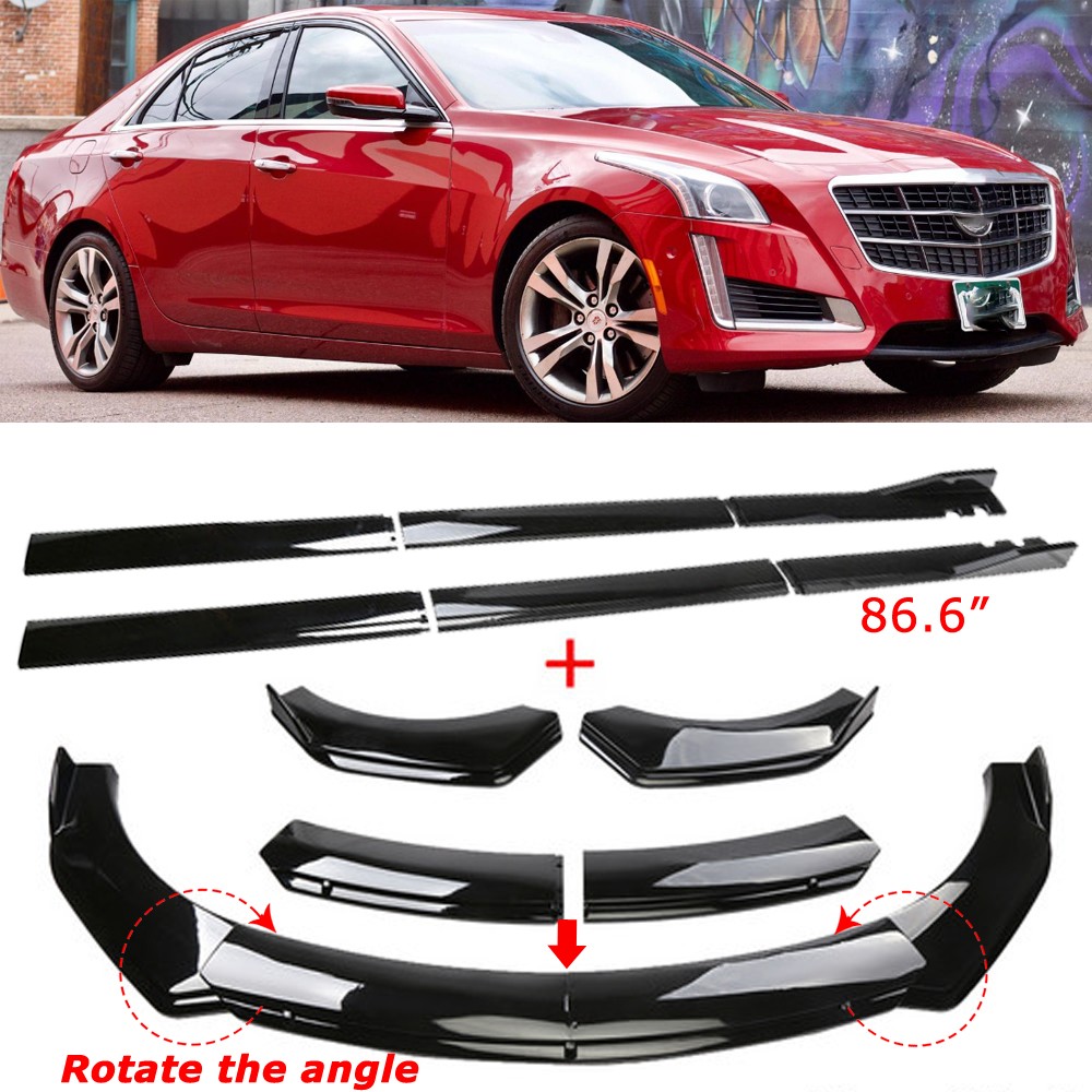 For Cadillac CTS V Coupe Front Bumper Lip Splitter Spoiler Side Skirts Gloss BK