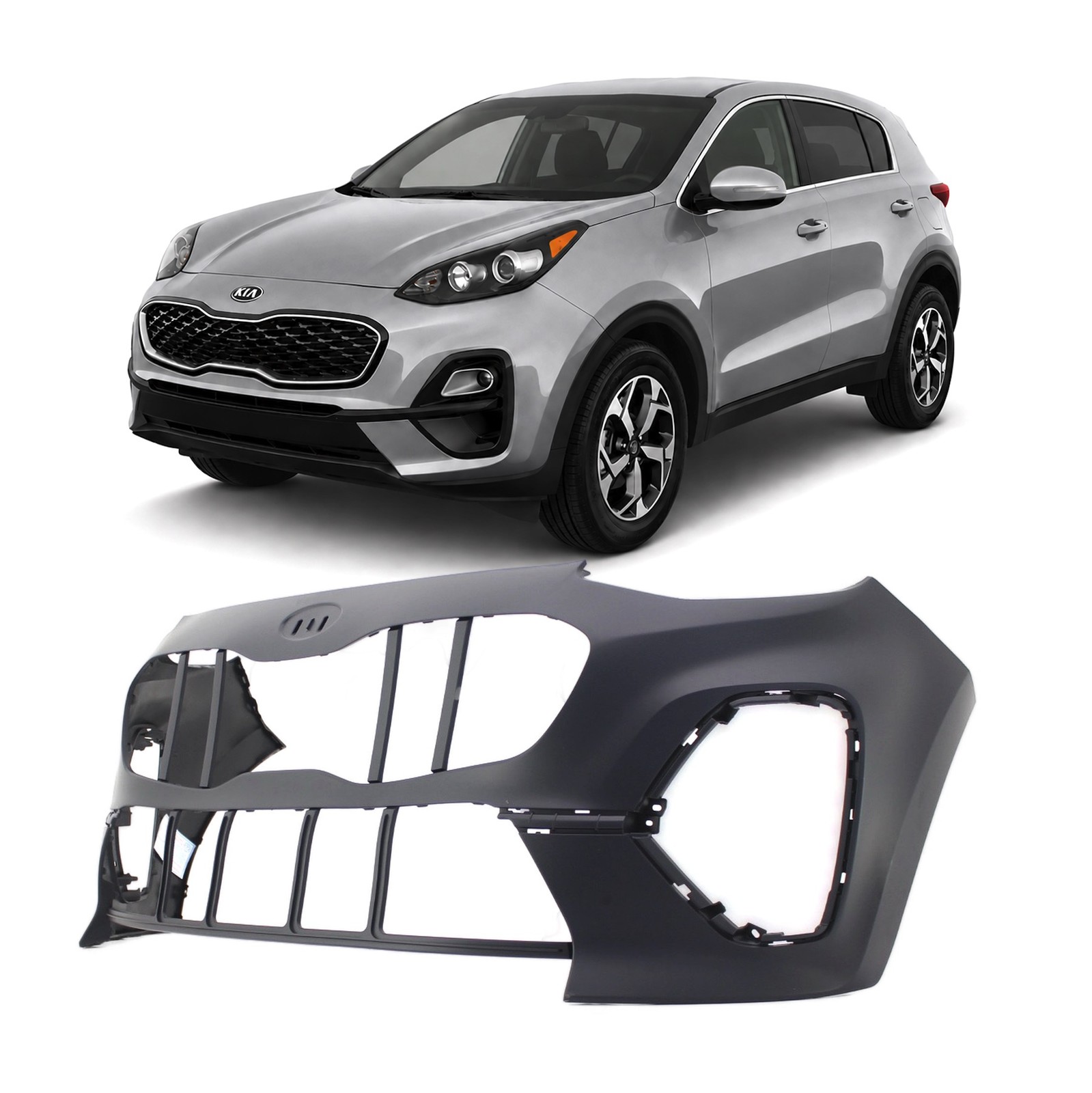2020-2022 Kia Sportage 86511D9500 FWD S SX LX EX Sport Primed Front Bumper Cover