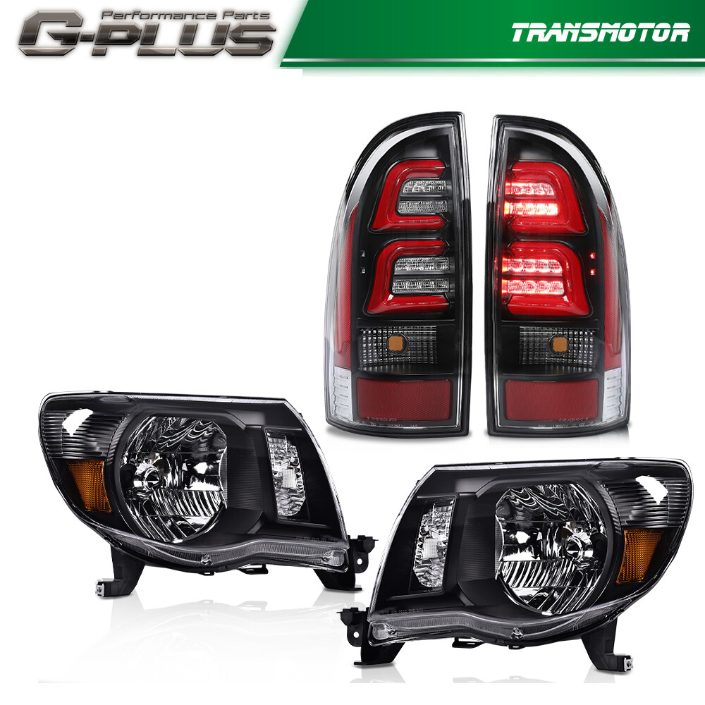 Fit For 05-11 Toyota Tacoma Black Headlights & 3D LED Tube Bar Tail Lights Fit For 05-11 Toyota Tacoma Black Headlights & 3D LED Tube Bar Tail Lights