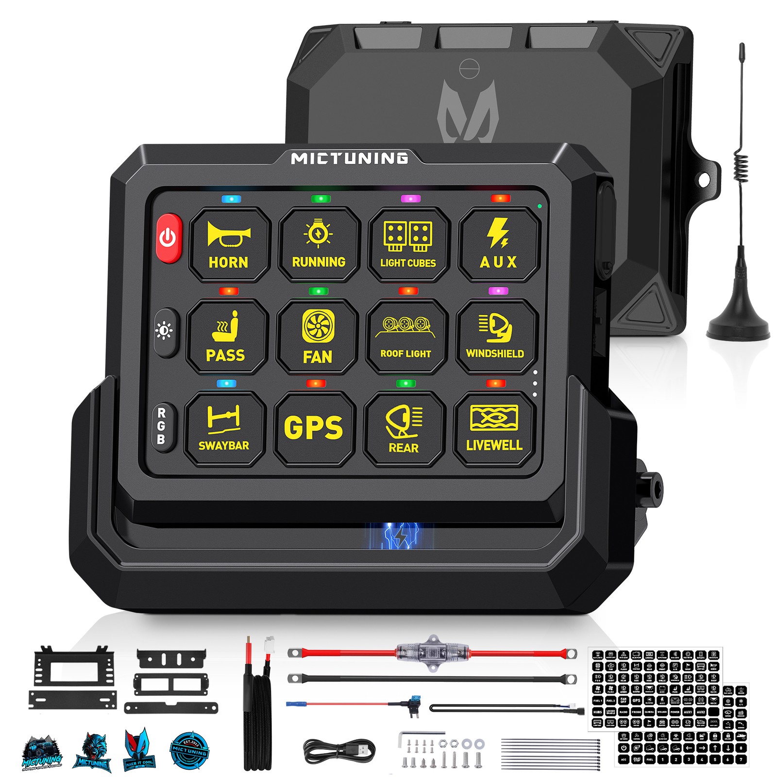Wireless RGB 12 Gang Switch Panel LED Work Light Bar UTV for Can-Am Maverick X3 Wireless RGB 12 Gang Switch Panel LED Work Light Bar UTV for Can-Am Maverick X3