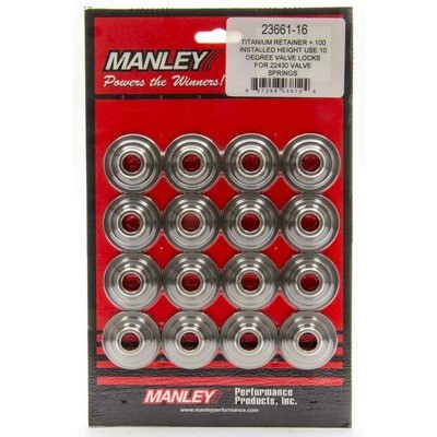 Manley 23649-16, Valve Spring Retainer 10 Degree 1.625 in Set of 16 Titanium