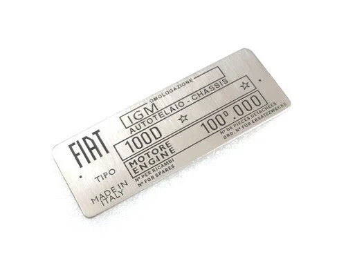 3X DATA PLATE FOR VINTAGE CLASSIC FIAT 100D 1100 CAR (STAINLESS STEEL) #V378-8 3X DATA PLATE FOR VINTAGE CLASSIC FIAT 100D 1100 CAR (STAINLESS STEEL) #V378-8