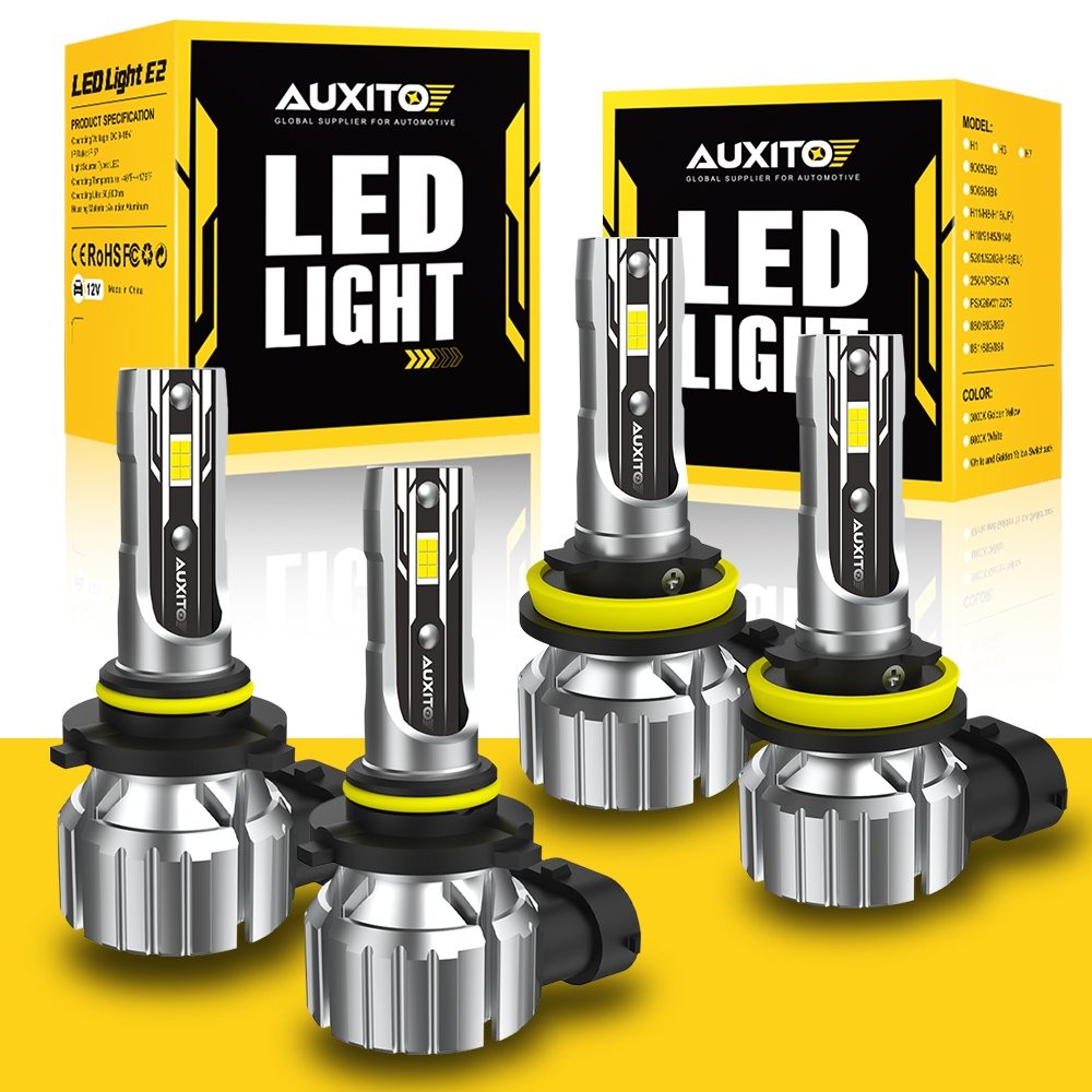 4x AUXITO 9005 H11 LED Combo Headlight Bulbs High Low Beam Extremely White EAS