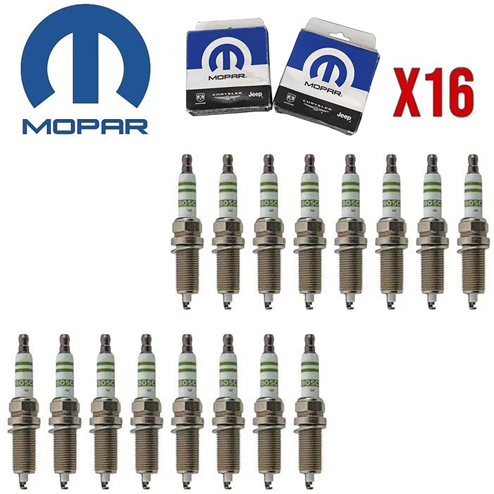 OE MOPAR Nickel Spark Plug 16Pcs For Chryler Dodge Ram Jeep 5.7L V8
