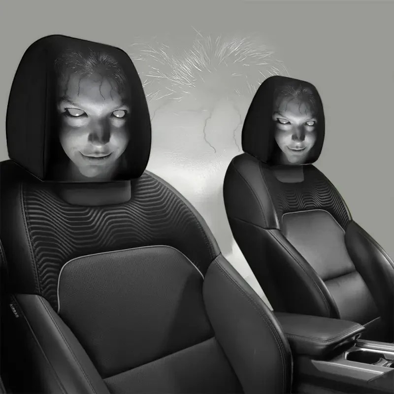 2pcs Ghost Face Headrest Covers,Scary Face Printing Auto Seat Universal Elastic 2pcs Ghost Face Headrest Covers,Scary Face Printing Auto Seat Universal Elastic