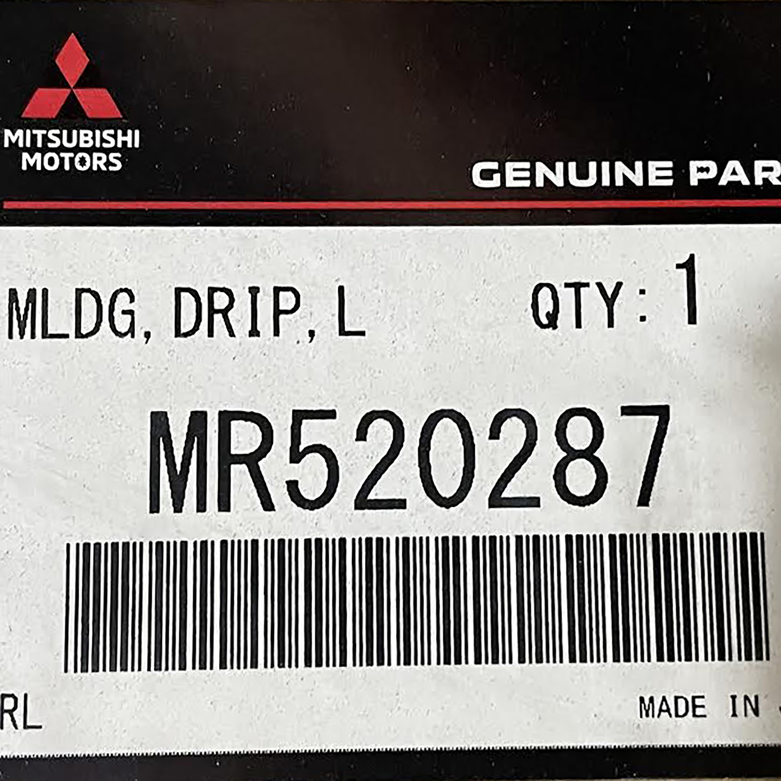 OEM 2002-2007 Genuine Mitsubishi Lancer Left Hand Roof Drip Mold MR520287