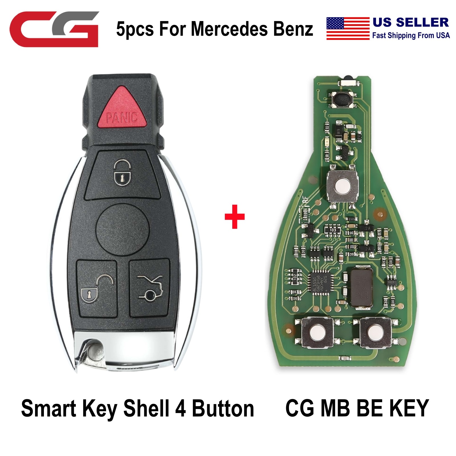 10x Original CGDI for Mercedes Benz MB Be Key with 4 Buttons Smart Key Shell