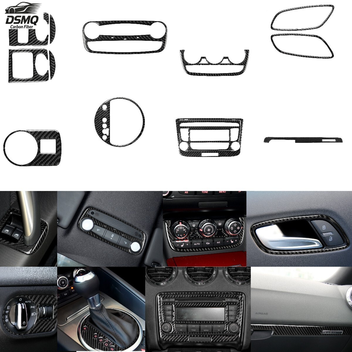 Real Carbon Fiber Inner Full Set Cover Trim Kit For Audi TT 2008-2014