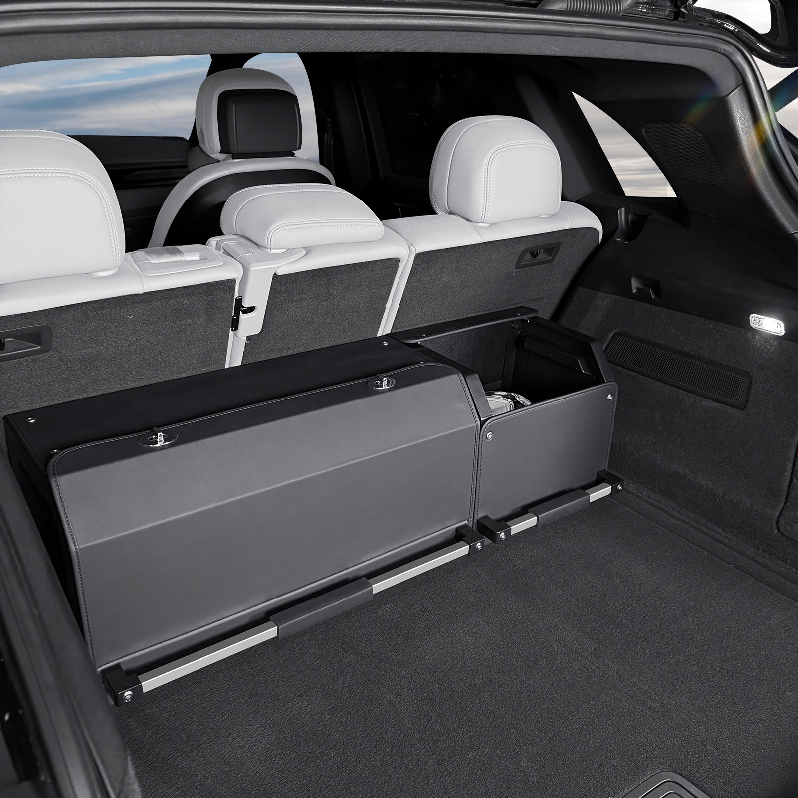 Leather 2in1 Car Trunk Organizer Car Storage Box with Lid and Sturdy Handle Leather 2in1 Car Trunk Organizer Car Storage Box with Lid and Sturdy Handle