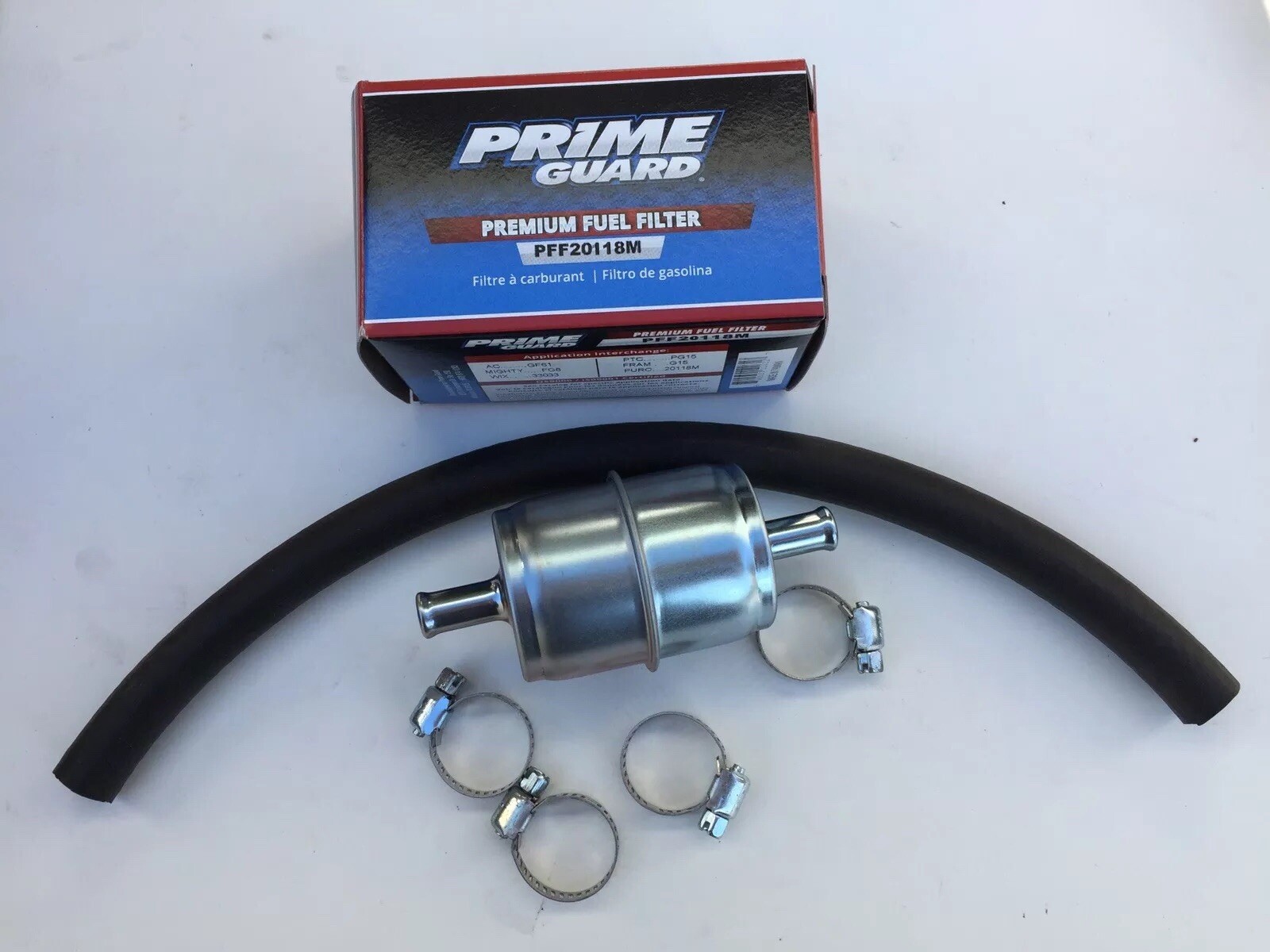 Universal 1/4” Metal Fuel Filter With 1\'  Hose And Clamps