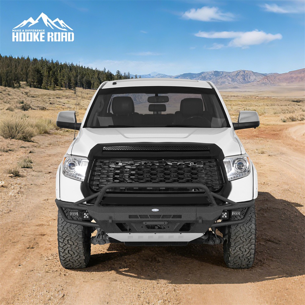 Fit 2014-2021 Toyota Tundra Bull Bar Front Bumper Steel w/ Winch Plate & Light Fit 2014-2021 Toyota Tundra Bull Bar Front Bumper Steel w/ Winch Plate & Light