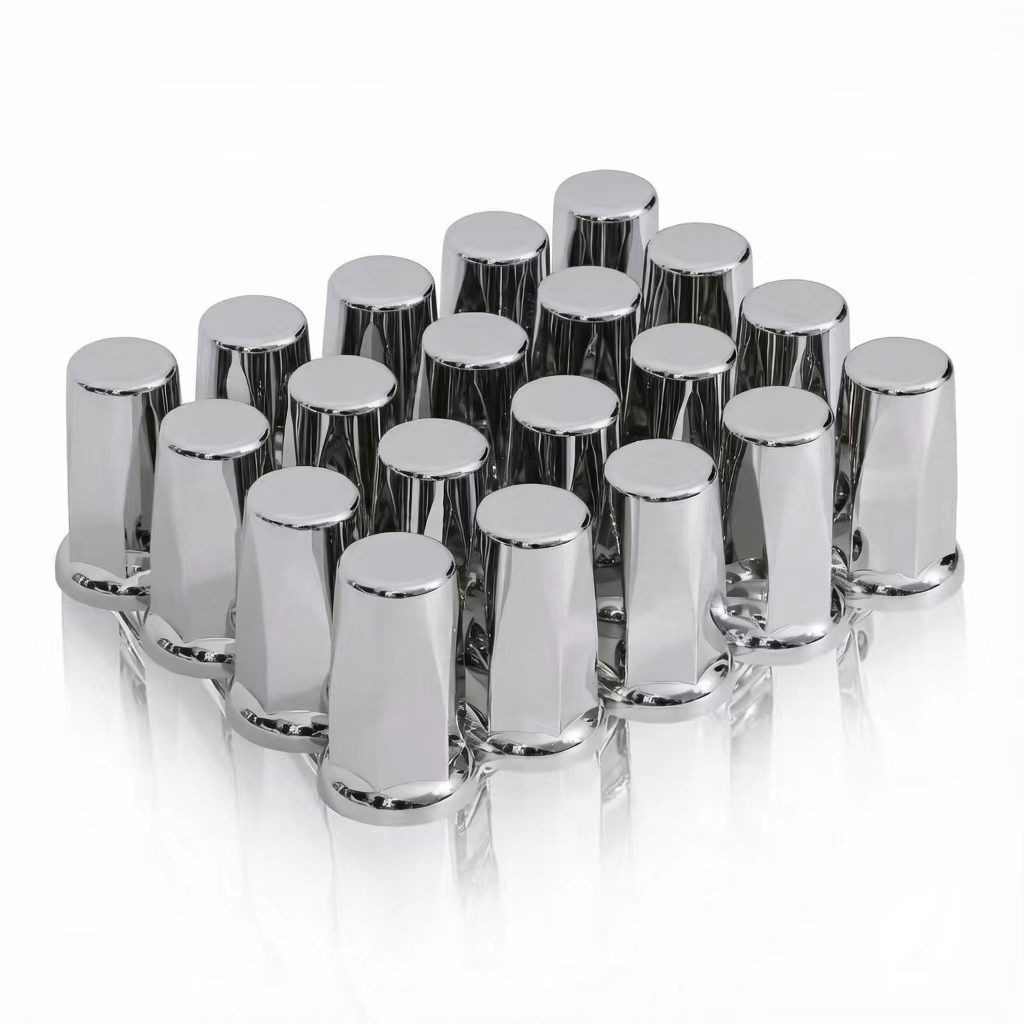 20Pcs 33mm Chrome ABS Flat-Top Flange Push‑On Lug Nut Covers for Semi‑Trucks 20Pcs 33mm Chrome ABS Flat-Top Flange Push‑On Lug Nut Covers for Semi‑Trucks