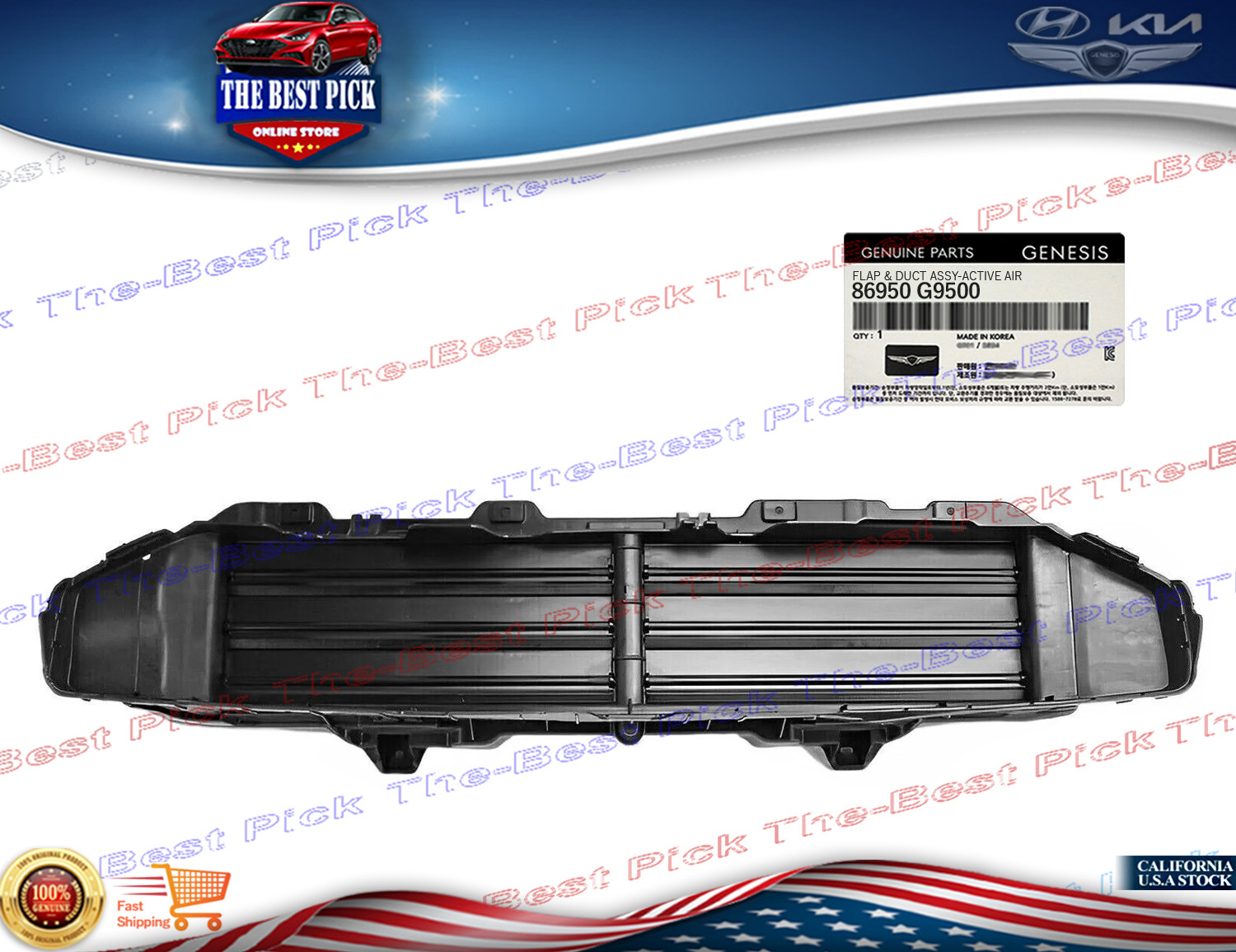 ⭐GENUINE⭐2022-2024 Genesis G70 Grille FLAP  &  DUCT ASSY - ACTIVE AIR 86950G9500