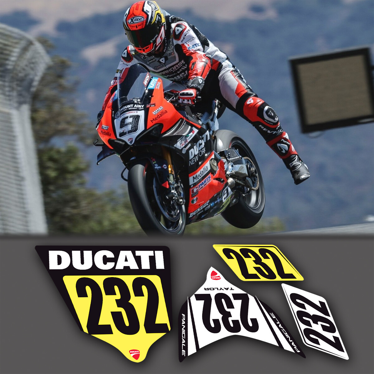 trackday  race numberplate set made to fit a ducati V4 2020 2021 2022 2023 2024
