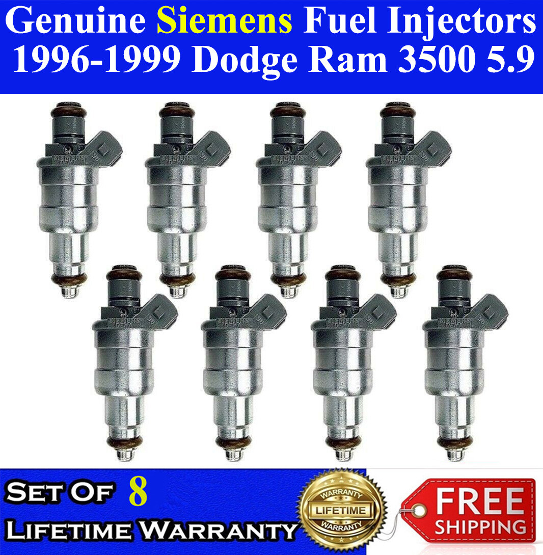 Set of 8 Genuine Siemens Fuel Injectors For 1996-1999 Dodge Ram 3500 5.9 V8
