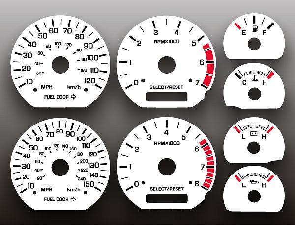 White Face Gauges for 1999-2004 Ford Mustang White Face Gauges for 1999-2004 Ford Mustang
