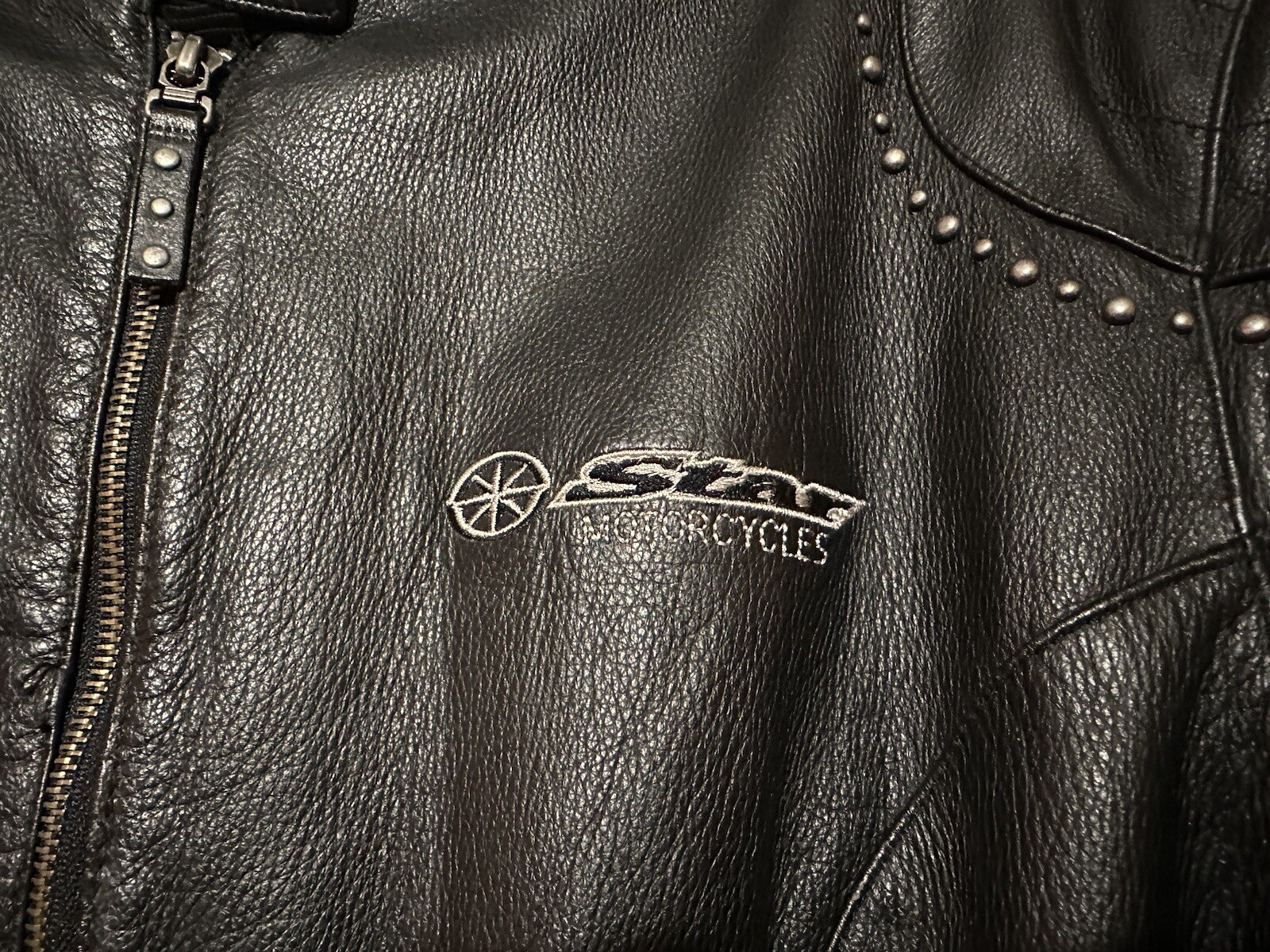 Yamaha Star Zip Pockets Black Leather Motorcycle Jacket  Women\'s Size XXL