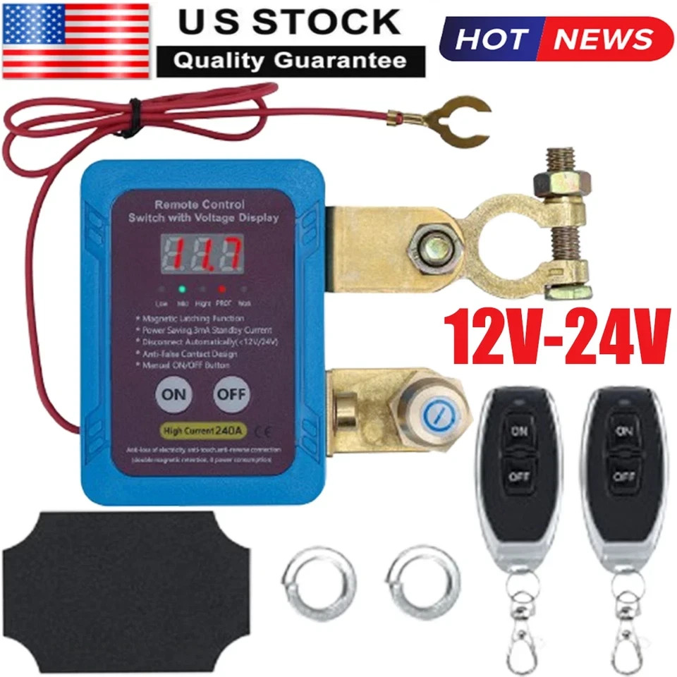 Remote Battery Disconnect Switch 12v, 240A Upgrade Smart Voltage Kill Switch Remote Battery Disconnect Switch 12v, 240A Upgrade Smart Voltage Kill Switch