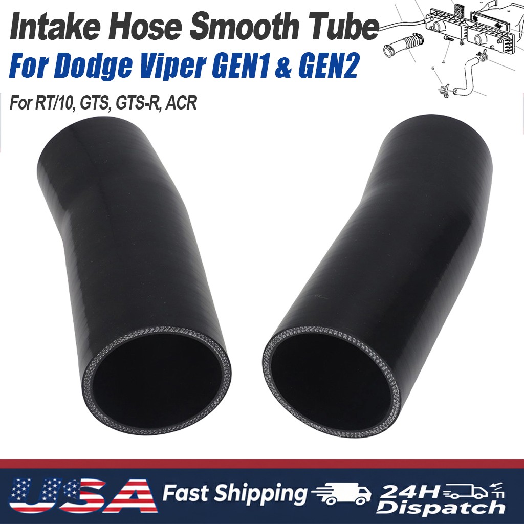 For Dodge Viper GEN1 & GEN2 1992-2002 Air Intake Smooth Tube Hose 2PCS Black For Dodge Viper GEN1 & GEN2 1992-2002 Air Intake Smooth Tube Hose 2PCS Black