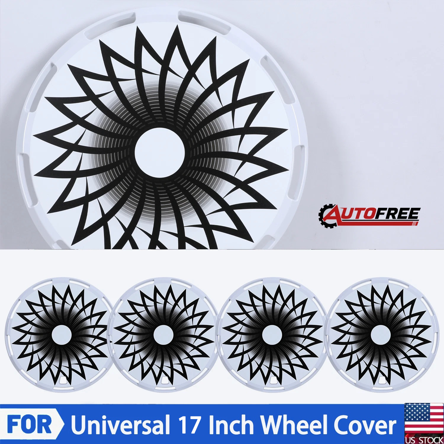 Universal 17'' Aero Disc Full Coverage Wheel Cover Flat Hubcaps 3D Effect Flower