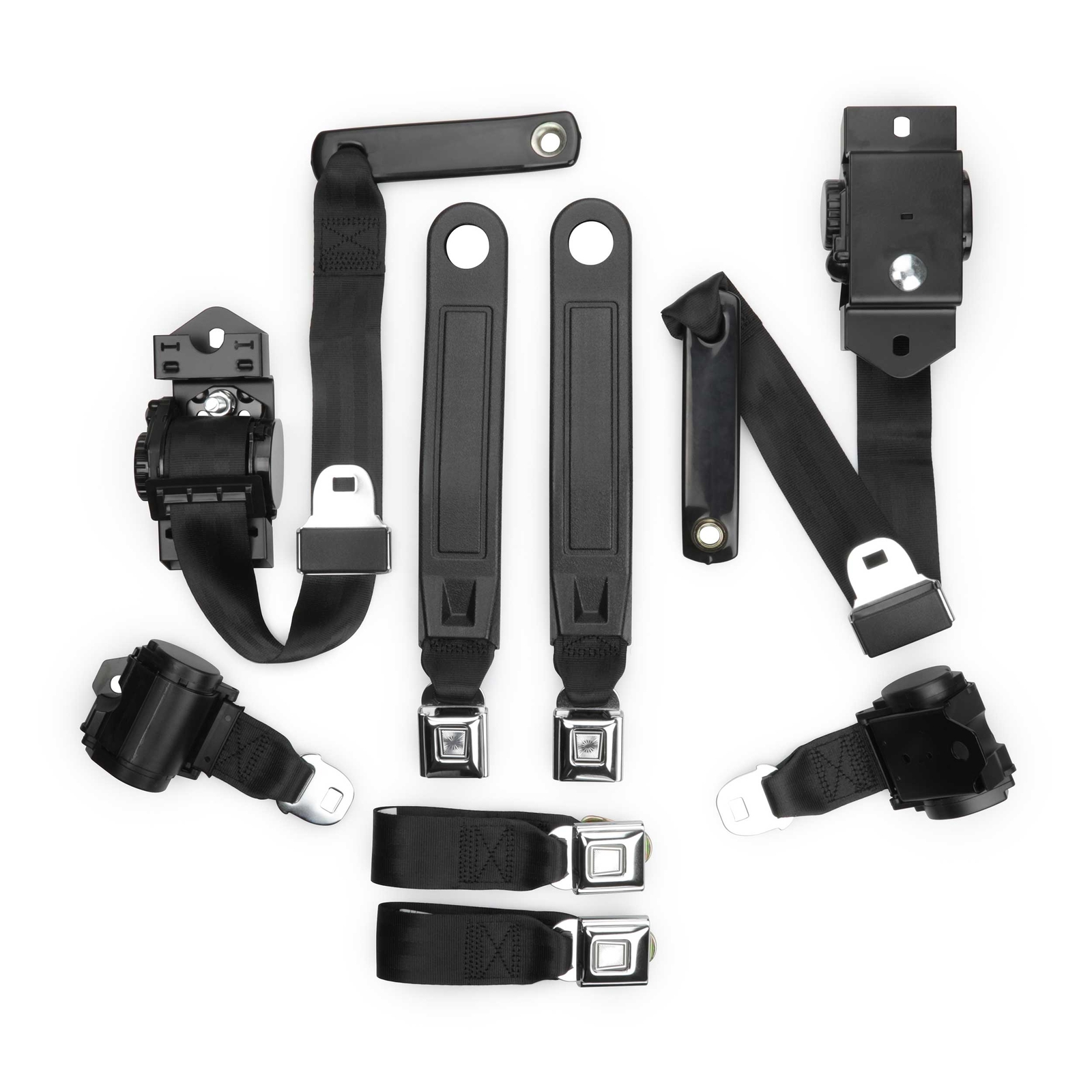 1974-81 Chevrolet Camaro Black Pushbutton Retractable Seat Belt Kit