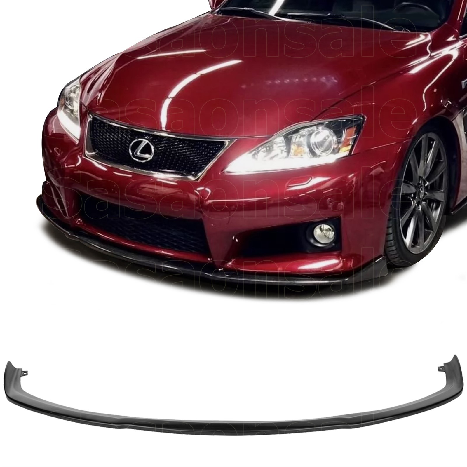 Front Bumper Lip Spoiler For 08-14 Lexus IS-F ISF Sedan 4dr, Black PU AS Style