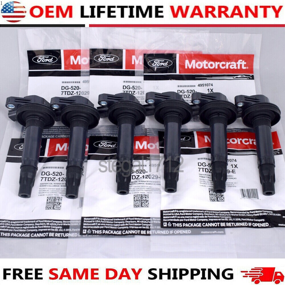 6 Set Motorcraft Ignition Coils DG-520 For 07-13 Lincoln Mercury 3.5L 3.7L DG520