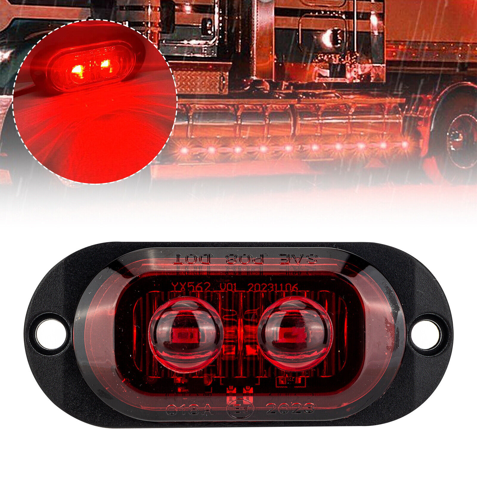 2-10PCS 2-LED Side Marker Clearance Lights Waterproof for Boat Trailer Truck RV
