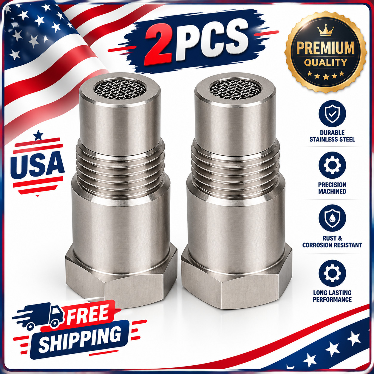 M18 x 1.5 Oxygen Sensor Thread Repair Nut Bung with Filter Screen – 2Pcs