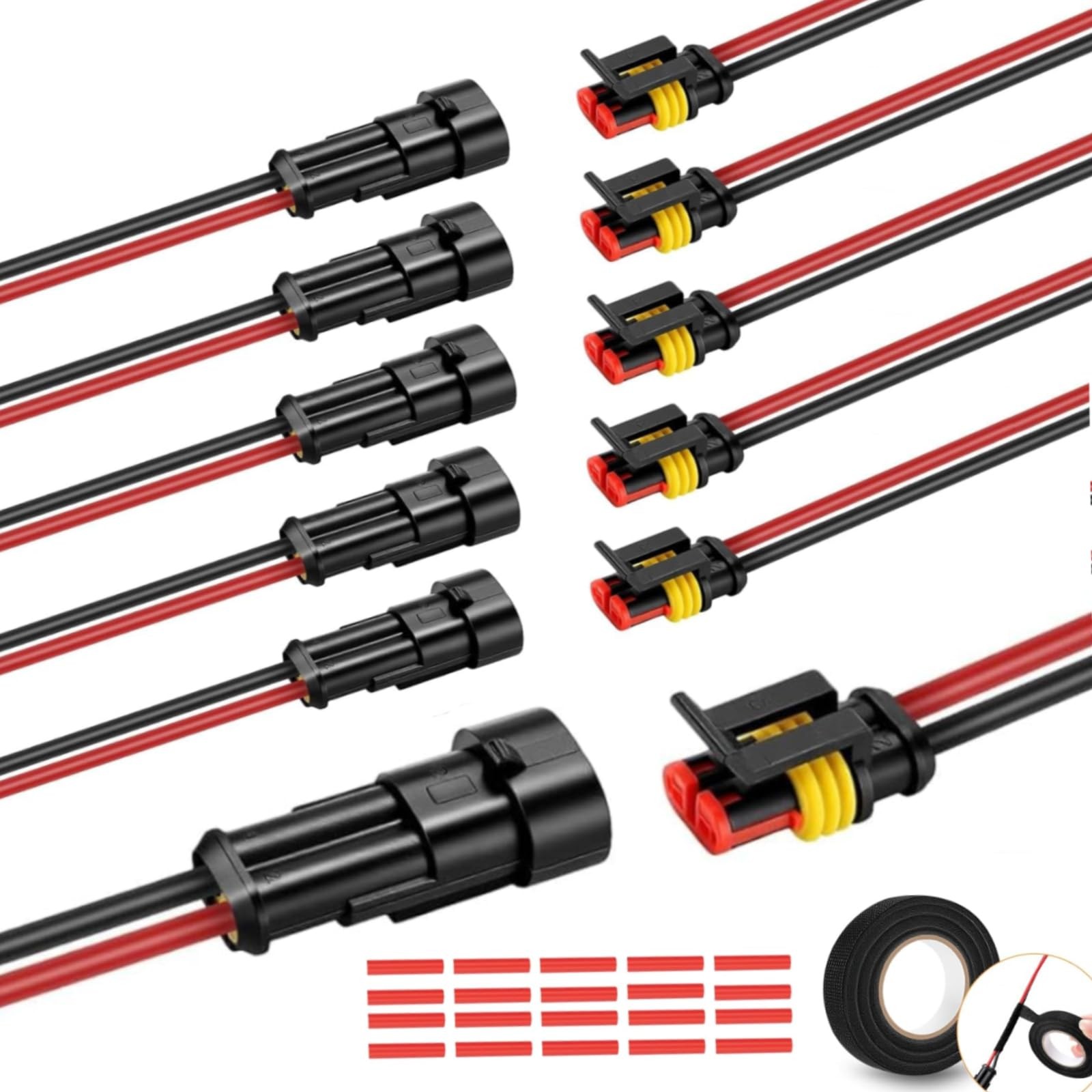 2 Pin Waterproof Connectors 14AWG, 6 Sets 2 Wire Connector 2 (6 Pairs) 2 Pin Waterproof Connectors 14AWG, 6 Sets 2 Wire Connector 2 (6 Pairs)