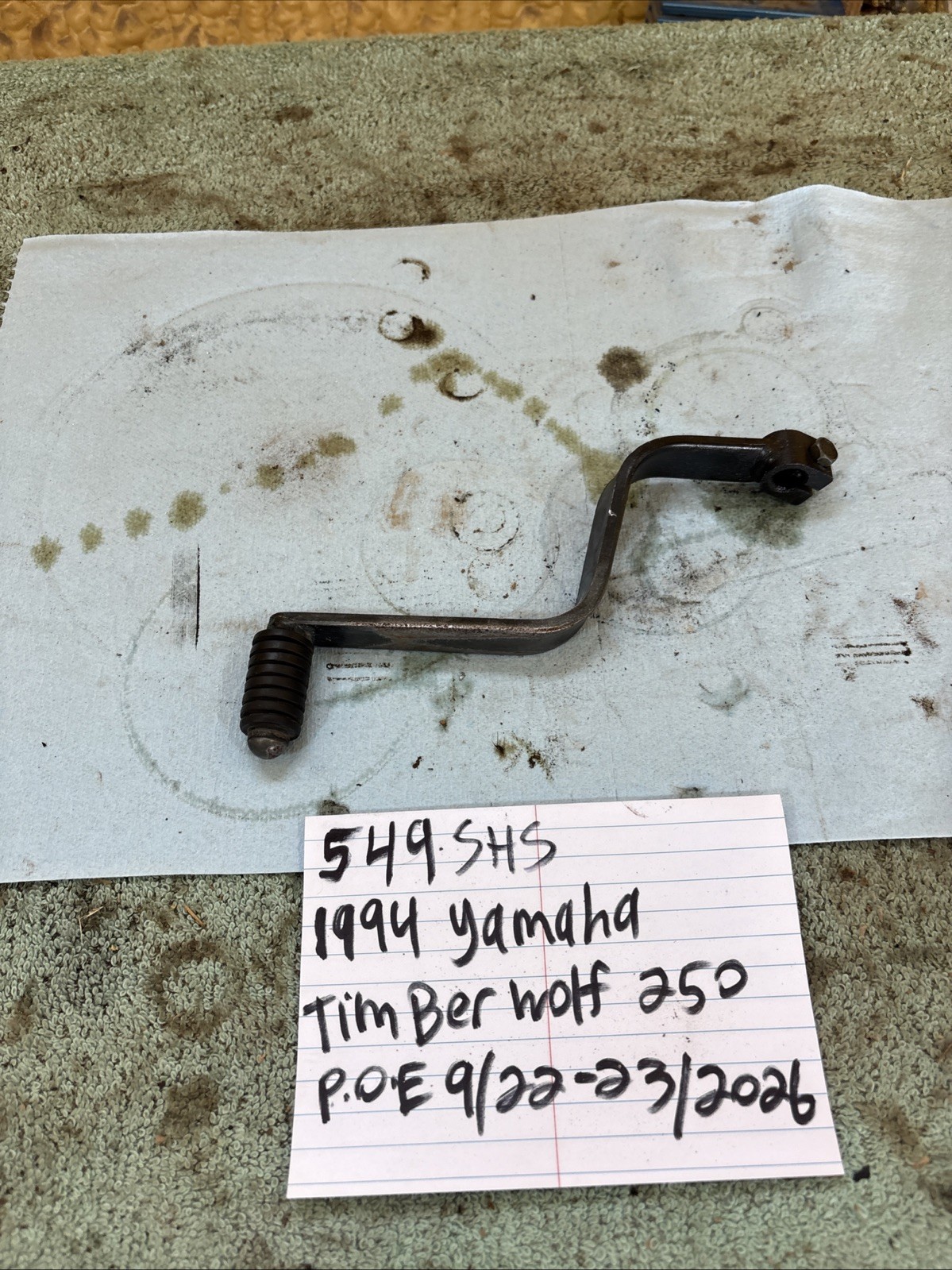 1994 Yamaha Timberwolf 250 Foot Shifter Shift Lever 549